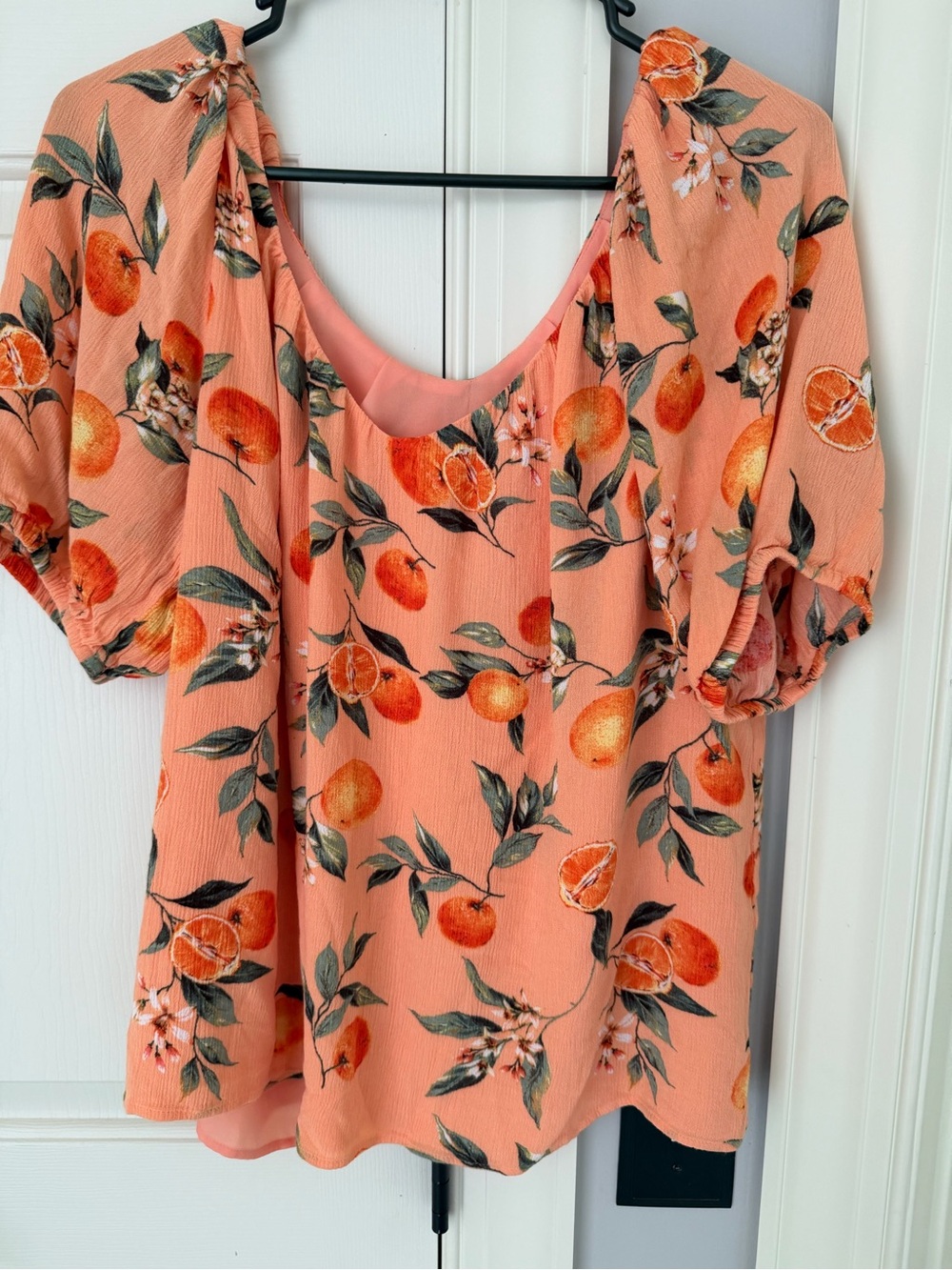 LOFT Peach Floral Puff-Sleeve Blouse